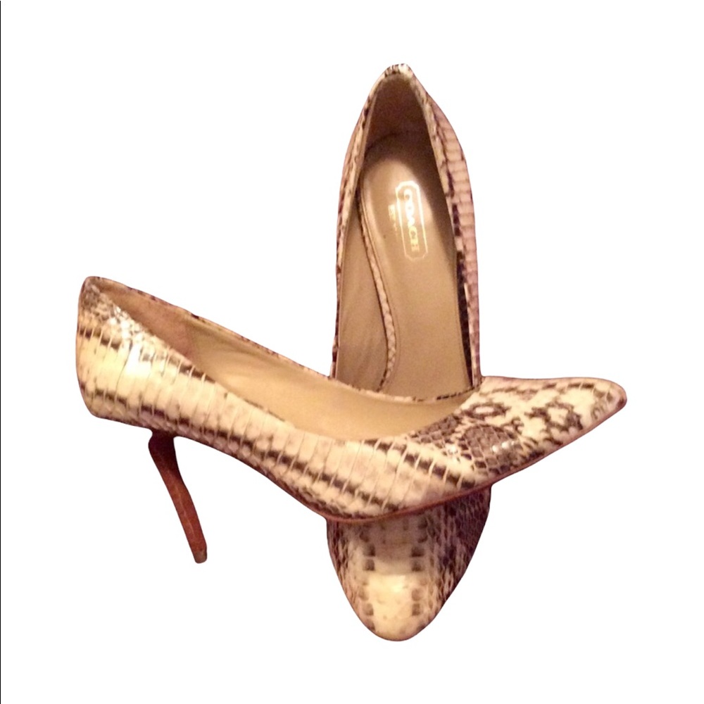 Pristine condition COACH snakeskin heels